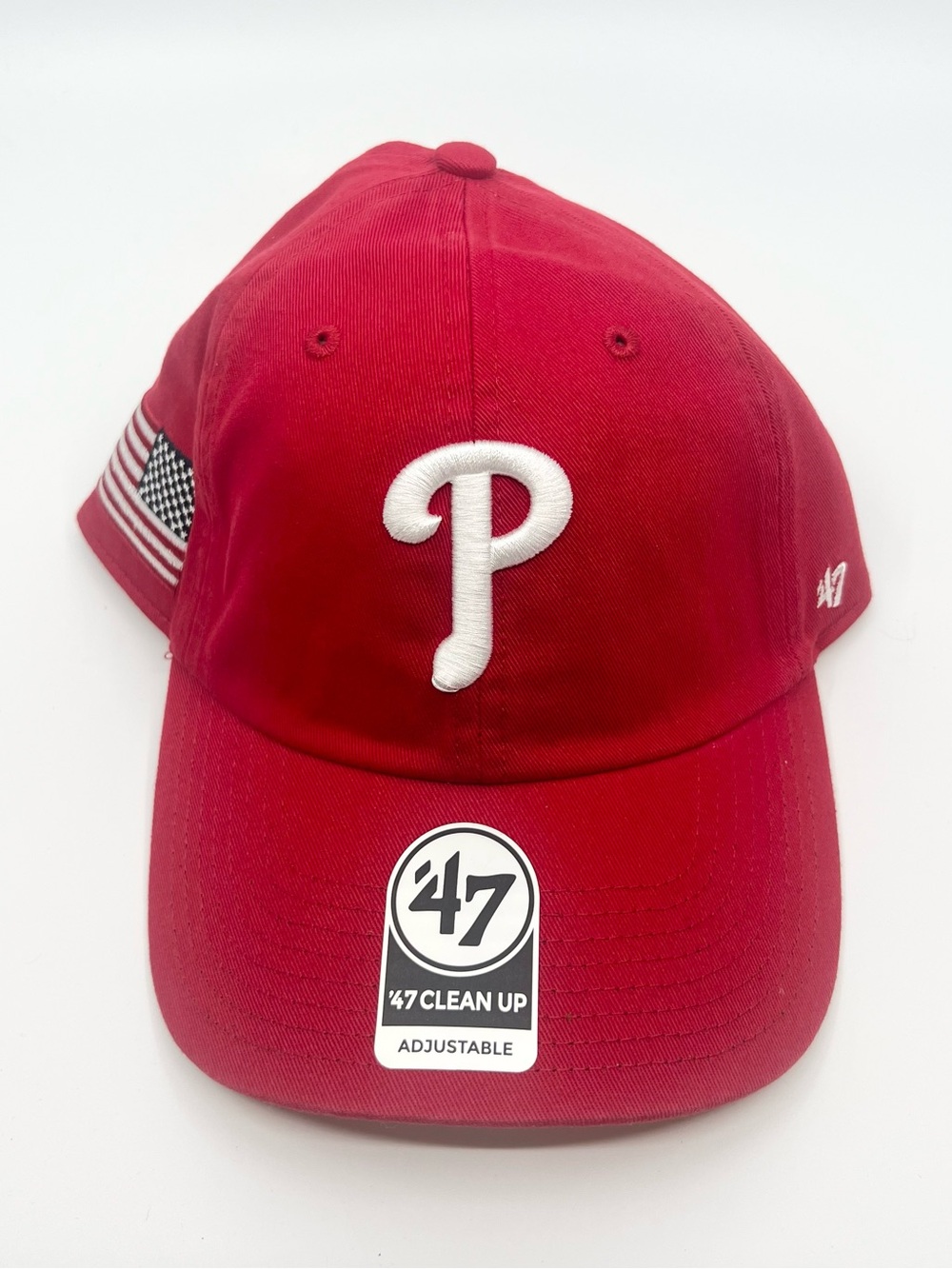 Philadelphia Phillies 47 Brand Clean Up Adustable Hat Cap Red American Flag NEW